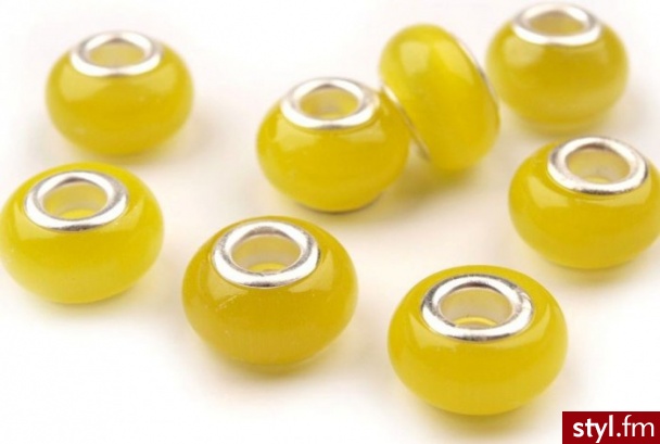 Korale 8x13mm - kocie oko - żółty - Korale Biżuteria Moda