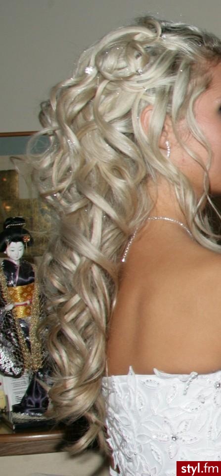 Blond Rozpuszczone Kręcone Ślubne Długie Fryzury