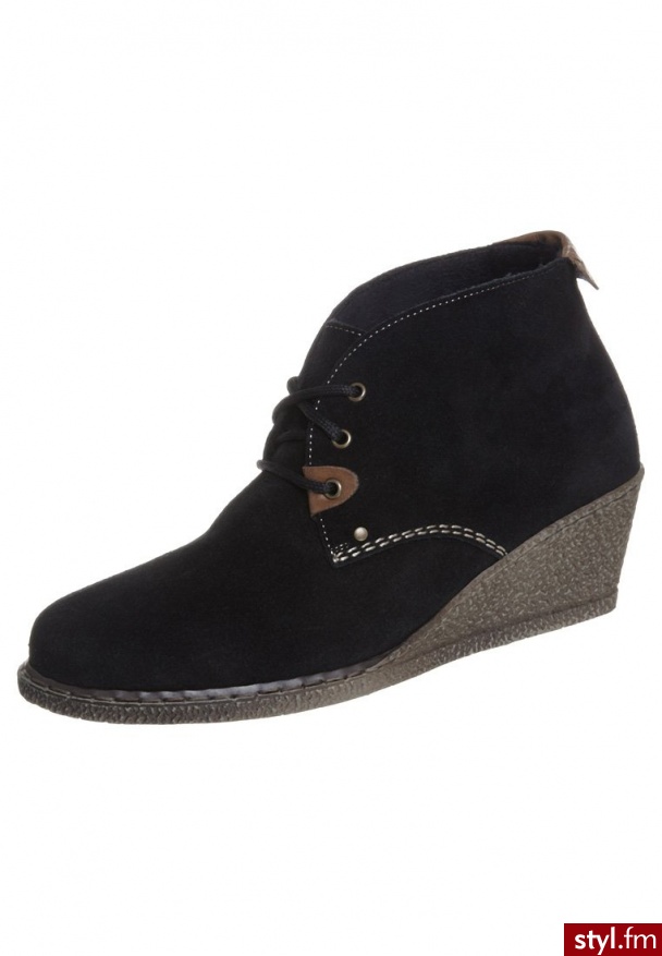 Rieker Botki na koturnie czarny 57440 - Botki Buty Moda