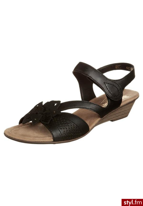 Rieker Sandały na koturnie czarny (68267-00) - Sandały Buty Moda