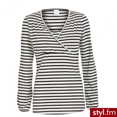 MAM LICIOUS Bluzka z długim rękawem Still Shirt Feed me white/black iris różnokolorowy - Tuniki Ciuchy Moda