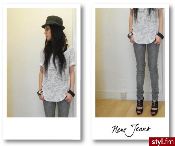Hat - H&M
Tee - Zara
Jeans - Zara
Shoes - Nine West
Leather Cuff - Yohji Yamamoto
Metallic Bracelets - H&M - Pozostałe Ciuchy Moda