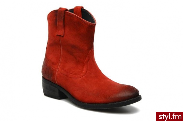 Folk'l PÓŁBUTY I BOTKI ZANDRA BY FOLK'L (Czerwony) - Botki Buty Moda