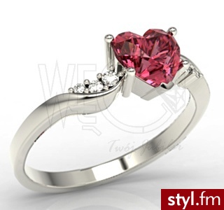 WĘC Pierścionek zaręczynowy z topazem Blazing Red i diamentami LP-70B 0,06ct H/Si - Pierścionki Biżuteria Moda