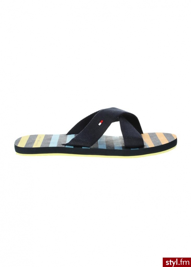 TOMMY HILFIGER Klapki bay 4a granatowy Czarny Klapki - Klapki Buty Moda