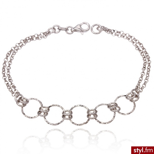 Dandelio  Srebrna Bransoletka Diamentowane Kółka NCL-BRA-0073 - Bransoletki Biżuteria Moda