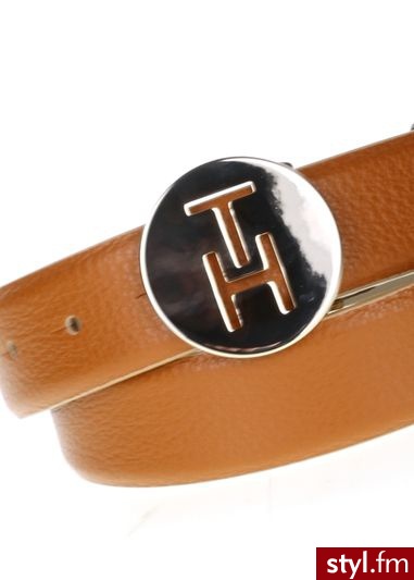 TOMMY HILFIGER Pasek lizzie brązowy - Paski Dodatki Moda