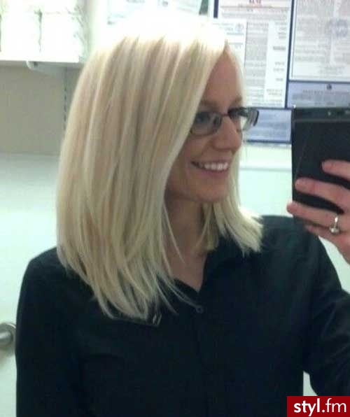 Blond Rozpuszczone Proste Na co dzień Średnie Fryzury