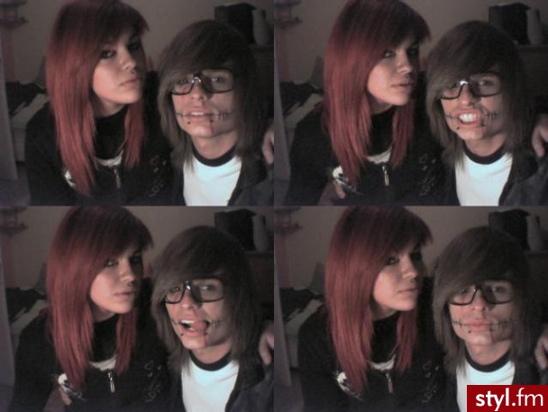 ...Martin... (me) with my friend. Przed wyjsciem na Halloween party - EMO Alternatywne Średnie Fryzury