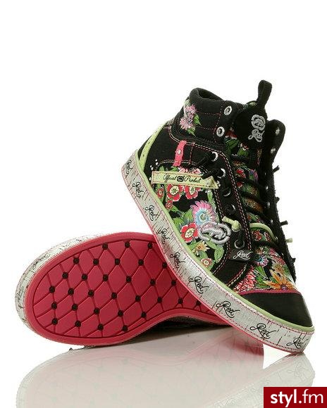 ecko red canvas hightop w-flowers glitter - Pozostałe Buty Moda