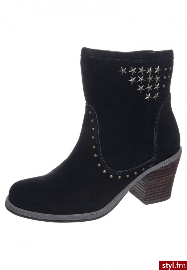 René Derhy CALIFY Botki kowbojki i motocyklowe czarny (70380) - Botki Buty Moda
