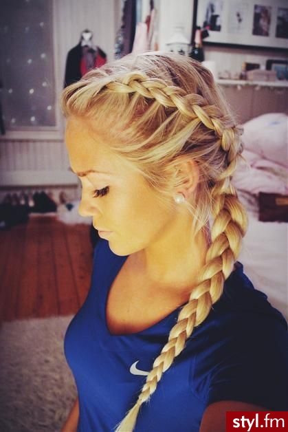 Blond Warkocze Proste Na co dzień Długie Fryzury