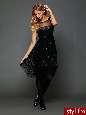 Noir Embellished Mesh Dress - Wieczorowe Sukienki Moda