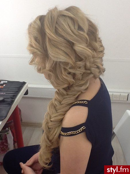 Blond Warkocze Kręcone Ślubne Długie Fryzury