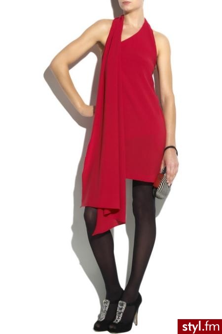 Sukienka na sylwestra .. Elegancka, czerwona suknia Halston wygląda niezwykle kusząco - Pozostałe Ciuchy Moda