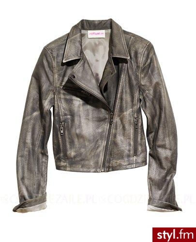 Kurtka - H&M. Kurtka typu \"ramoneska\" z nowej kolekcji H&M. Krótka, wykonana z brązowej, dekatyzowanej eko-skóry. Ma wywijane poły, praktyczne kieszenie z suwakami oraz przesunięte zapięcie. - Pozostałe Ciuchy Moda