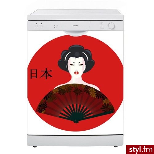 Oklejaj Naklejka na zmywarkę Portret Japonki 0095 Naklejka - Klapki Buty Moda