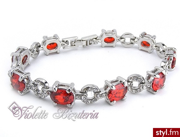 Violette Rodowana bransoletka cyrkonie garnet 635 D00635 - Bransoletki Biżuteria Moda