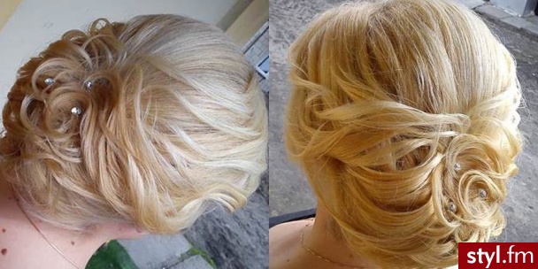 Blond Upięcie Kręcone Ślubne Średnie Fryzury