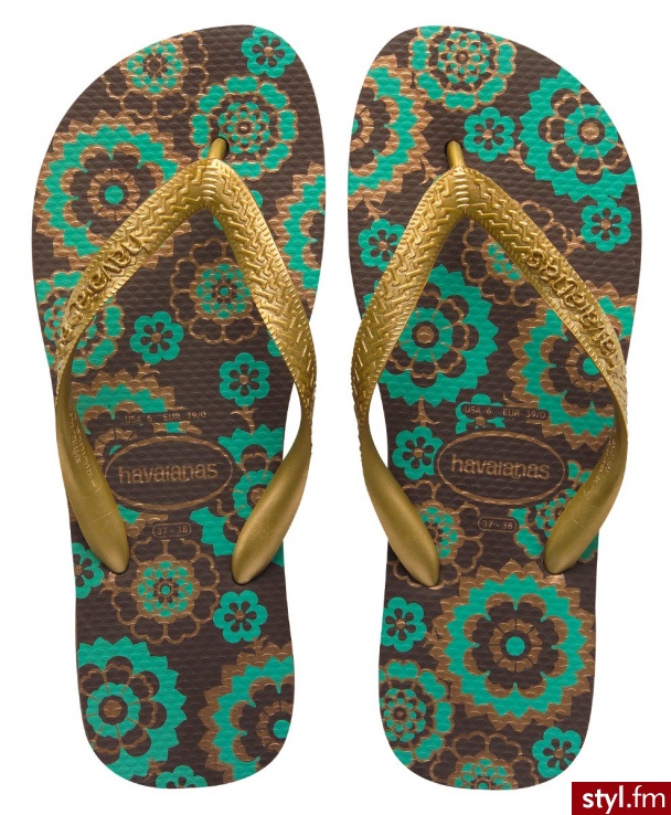 Havaianas JAPONKI SPRING DARK BROWN GOLD - Klapki Buty Moda