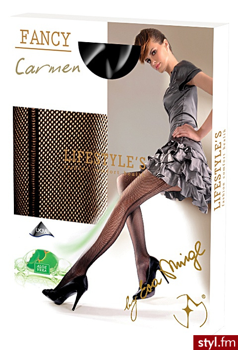 Lifestyles Carmen Rajstopy typu kabaretki ze szwem 60 den z aloesem r.3 - Rajstopy Bielizna Moda