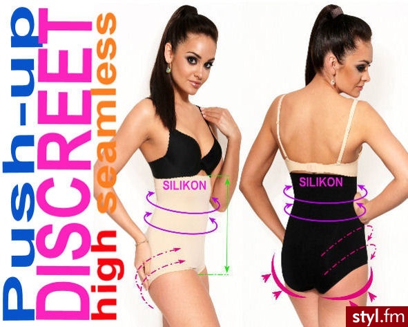 WYSOKIE MAJTKI WYSzCzUPLAJĄCE PUSCH UP DISCREET ANTYROLUJĄCE - Pozostałe Bielizna Moda