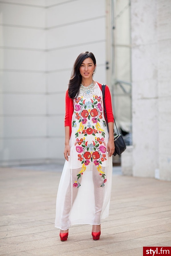 The girl behind Gary Pepper Vintage lives up to her blog name in a chic floral dress NY FASHION WEEK WIOSNA 2013 - Pozostałe Sukienki Moda