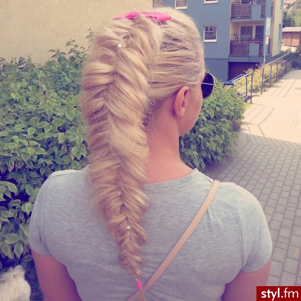 Blond Warkocze Proste Ślubne Długie Fryzury