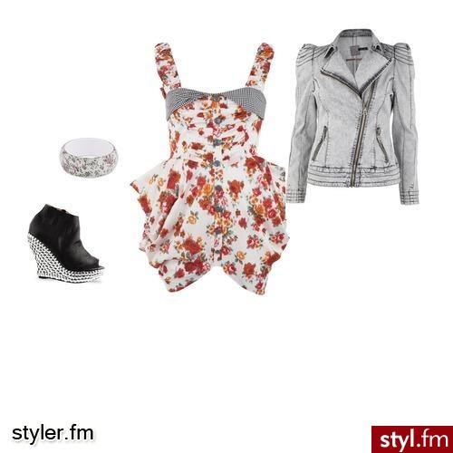 kwiaty i cwieki. modne w tym sezonie ciezkie rzeczy plus delikatne kwiatki w tym zestawie lacza sie w calosc. - Styler