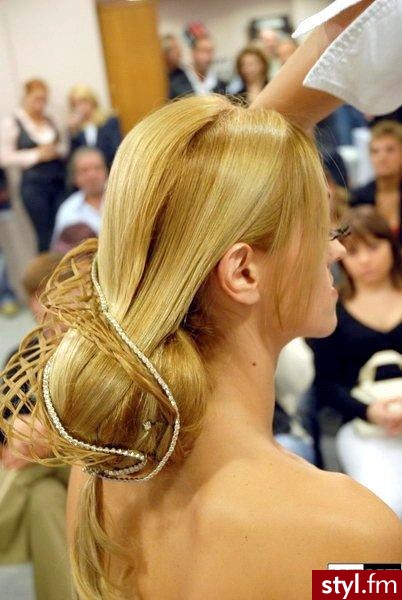 Blond Upięcie Proste Konkursowe, pokazowe Długie Fryzury