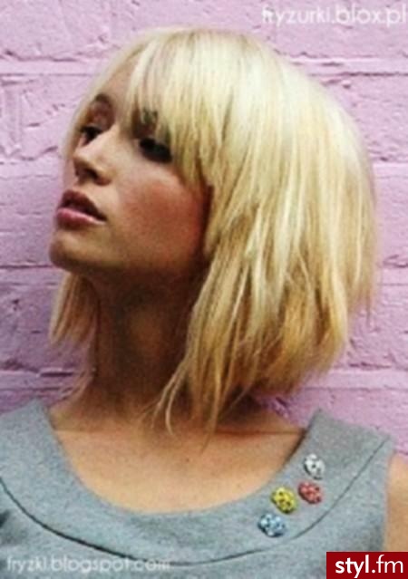 Blond Rozpuszczone Proste z grzywką Na co dzień Średnie Fryzury