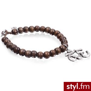 Kitson Wood Bead Bracelet With Silver Plated Ohm Charm - Polyvore. Pobrano ze strony: http://www.polyvore.com/kitson_wood_bead_bracelet_with/thing?id=12049525 - Pozostałe Dodatki Moda