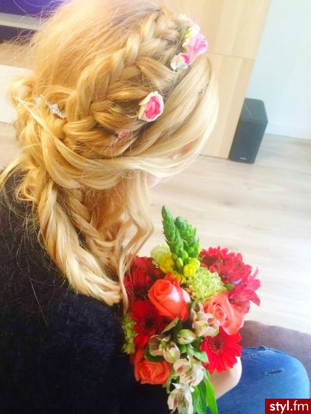 Blond Warkocze Kręcone Ślubne Długie Fryzury