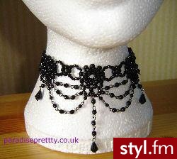 CLASSIC BLACK VICTORIAN CHOKER NECKLACE Gothic Goth - Pozostałe Dodatki Moda