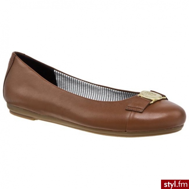 TOMMY HILFIGER Baleriny Cecilia 2 FW56815242 Cognac 606 Brązowy (Cognac) 606 - Balerinki Buty Moda