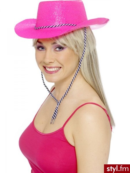 Kapelusz kowbojski brokatowy - NEON PINK - Nakrycia głowy Dodatki Moda