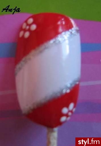 red white - Paznokcie
