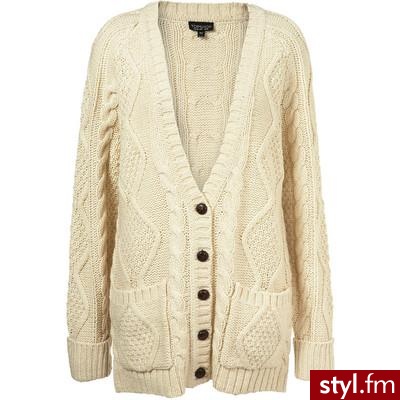 Knitted Aran Cardigan - TopShop - Polyvore. Pobrano ze strony: http://www.polyvore.com/cgi/thing?id=21817467 - Pozostałe Ciuchy Moda