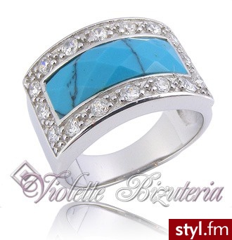 Violette Srebrny pierścionek z turkusem R149 - Pierścionki Biżuteria Moda