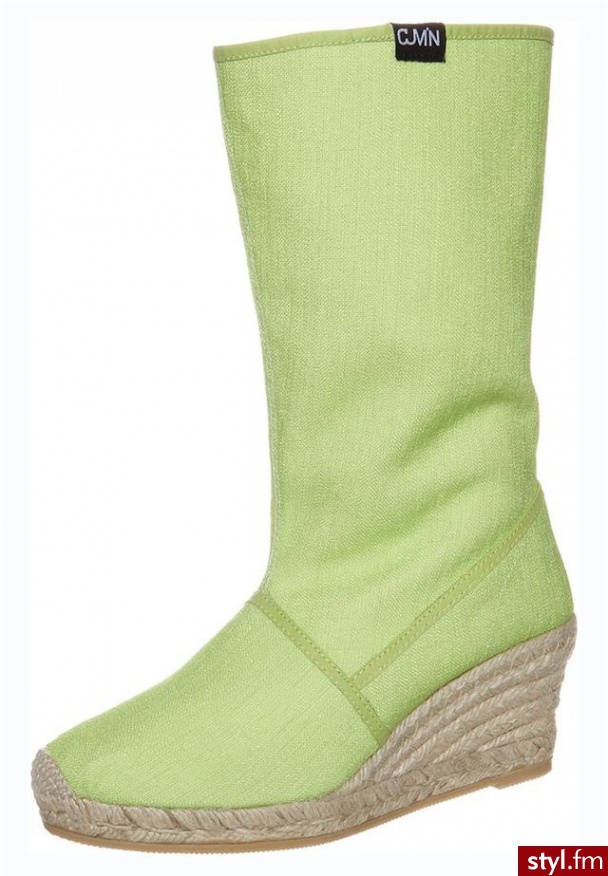 CUMIN Kozaki na koturnie zielony - Koturny Buty Moda