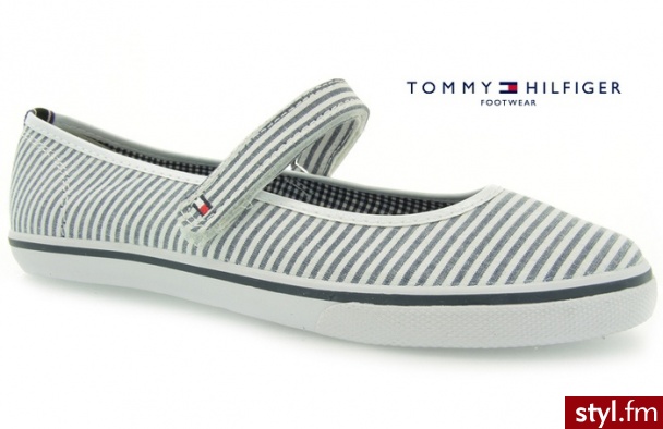 Tommy Hilfiger BALERINKI SAMMY 2A CORE NAVY STRIPE - Balerinki Buty Moda