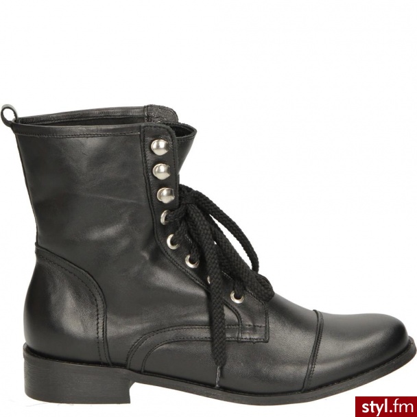 Venezia BOTKI SzNUROWANE 1192 PEL NERO - Botki Buty Moda
