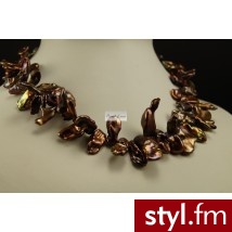 Pearl Line Kolia z perły typu Keshi opalizujący brąz - Naszyjniki Biżuteria Moda