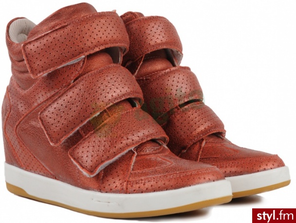 BRONX Trampki na koturnie czerwone 081674 - Koturny Buty Moda
