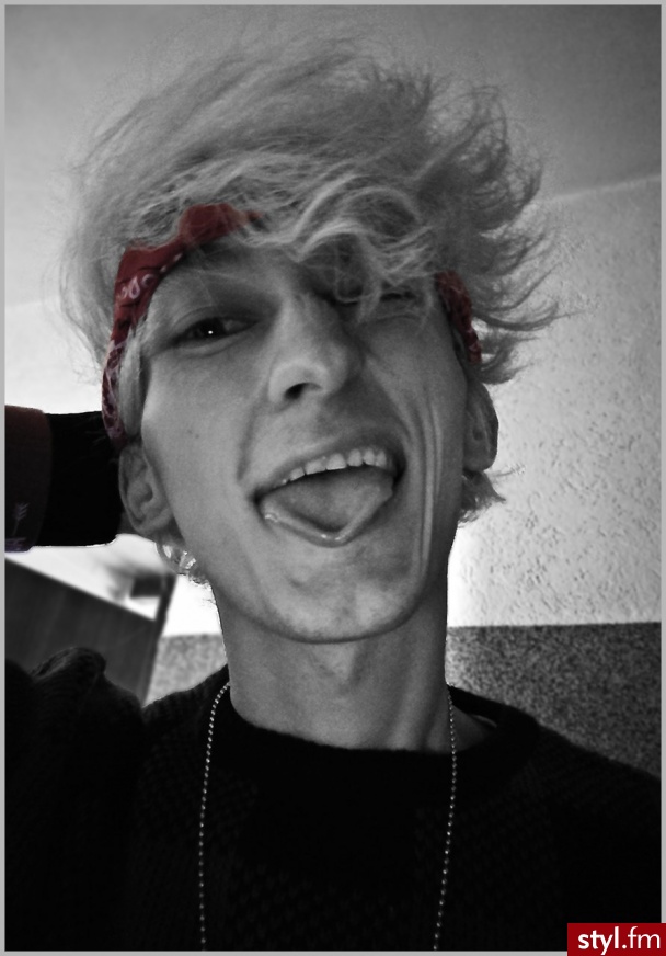 Fryzura Grzywka Bandama Męska Średnia Punk Rock Metal Blond KnazZo - Na co dzień Średnie Męskie Fryzury