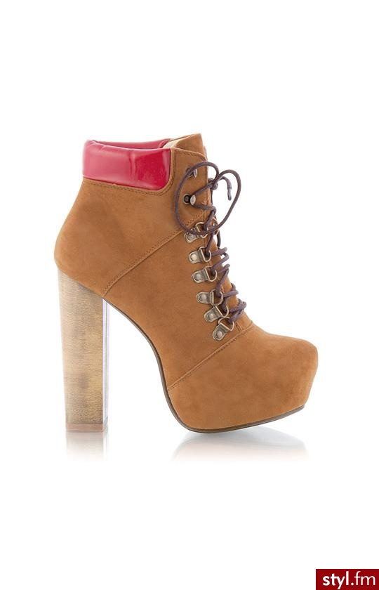 Bebo Botki RJ104 (tan-czerwony) - Botki Buty Moda