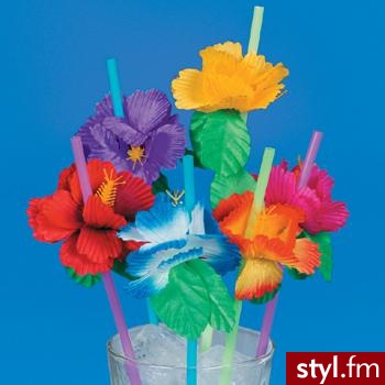 kolorowe słomki z kwiatami hibiskusa - 2.99$ - Gadżety Inne Moda