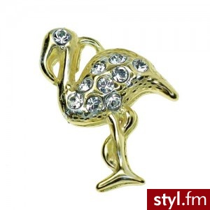 Charms czapla z kamieniami Swarovski srebro 925 pozłacane - Wisiorki Biżuteria Moda