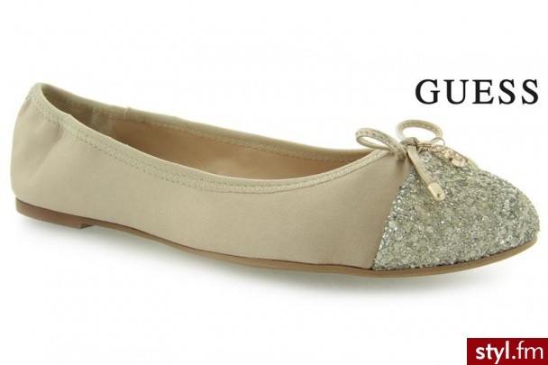 Guess FAROLD BALLERINA SATIN SAND - Balerinki Buty Moda