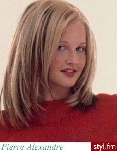 Blond Rozpuszczone Proste Na co dzień Średnie Fryzury